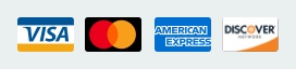 Cards we accept: Visa, Mastercard, Amex, Discover
